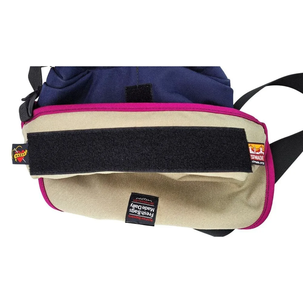 Rickshaw Small Zero Messenger Bag Adjustable Strap Blue Pink Canvas Francisco